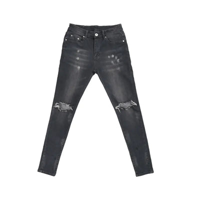 High Street Style Distressed Skinny Jeans (Gray)