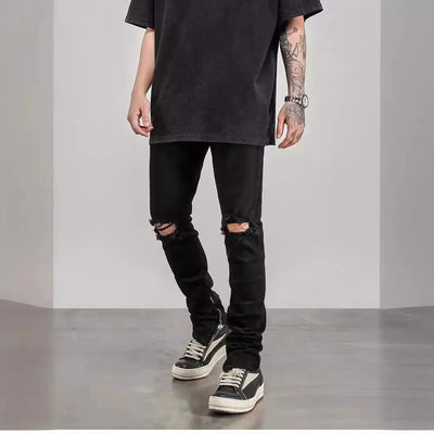 High Street Style Distressed Skinny Jeans (Gray)