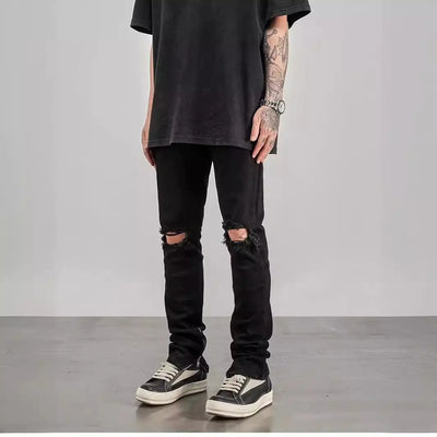 High Street Style Distressed Skinny Jeans (Gray)