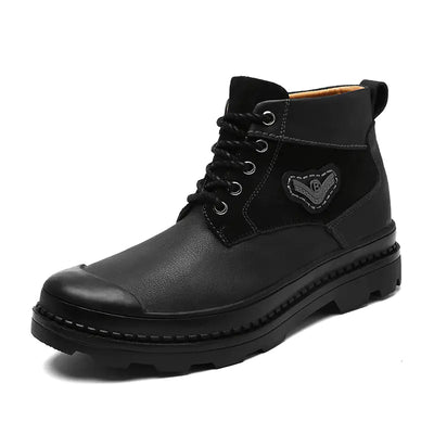 Men's Retro Leather High-Top Martin Boots with Fleece