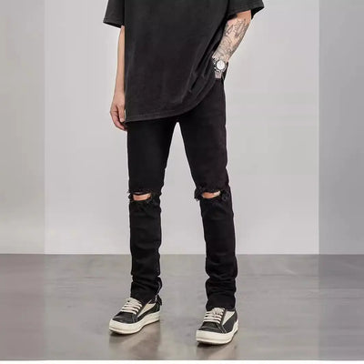 High Street Style Distressed Skinny Jeans (Gray)